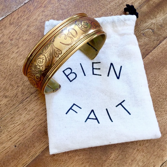 Madewell Jewelry - Madewell Bien Fait Engraved Brass Om Cuff Bracelet
